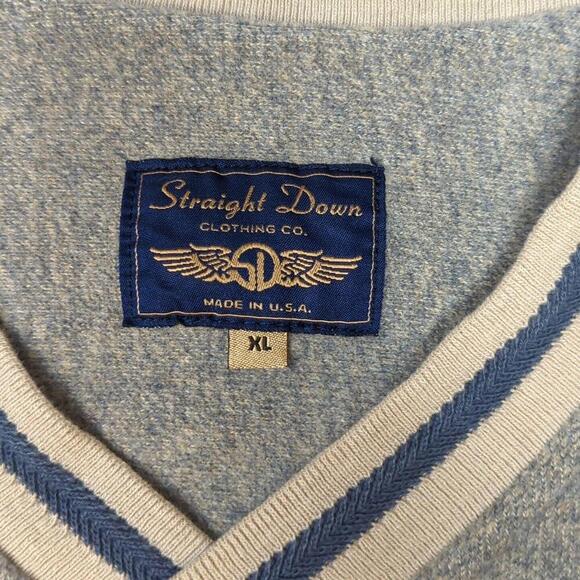 Straight Down V Neck Vest Men's XL Gray Stretch Cotton Blend Golf Casual Preppy - Picture 3 of 8